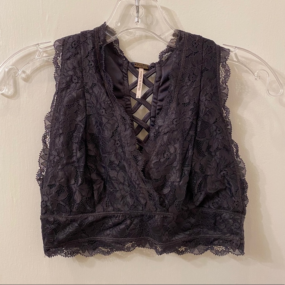 Navy Blue Lacey Bralette Top